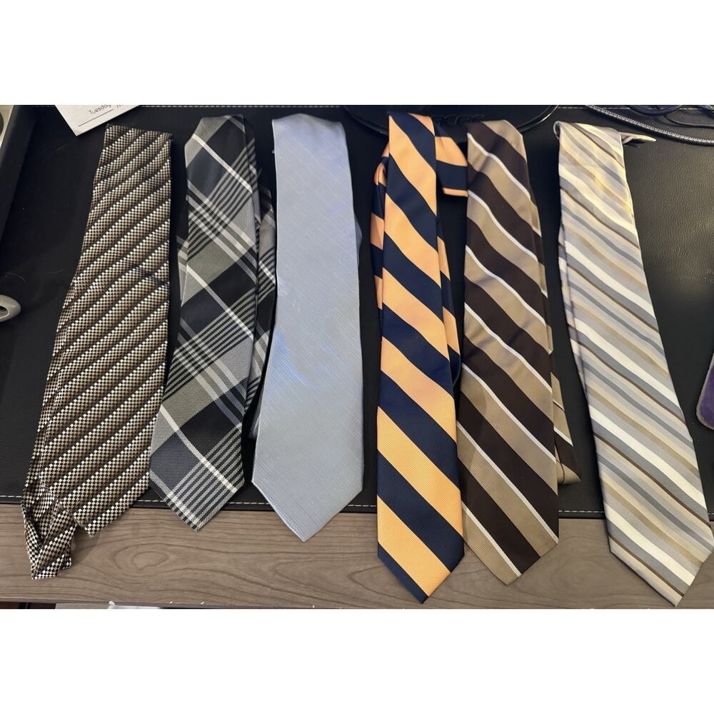Lot Of 6 Men’s Standard Ties, Wembley, Croft & Barrow, American Eagle, Palatina